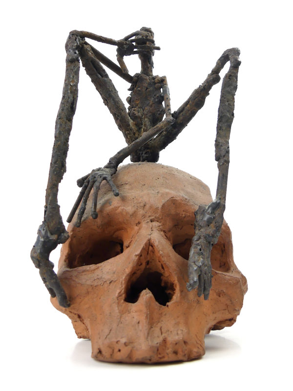 Sculpture La Pensée de Louis Dollé acier et terre cuite (face)