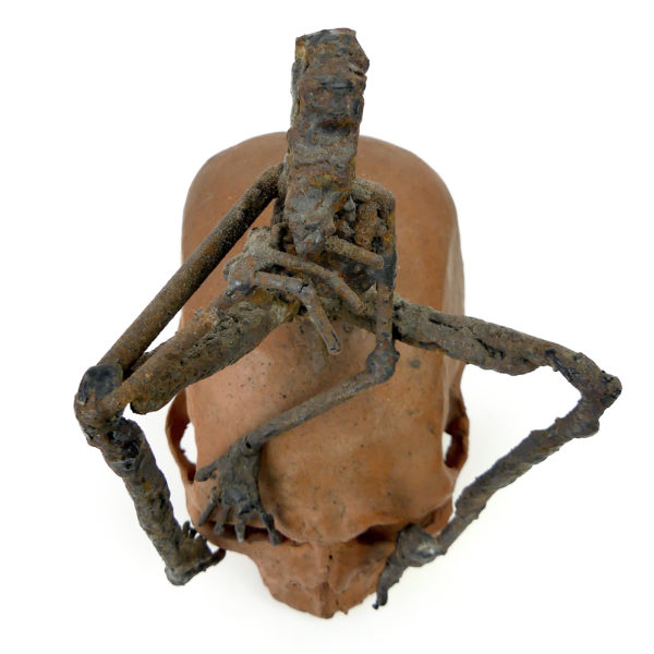 Sculpture La Pensée de Louis Dollé acier et terre cuite (dessus)