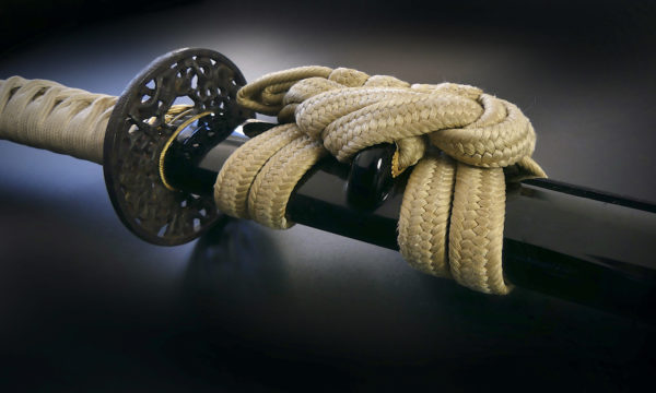 Wakizashi long de samouraï en acier Tamahagane Période Edo (détail)