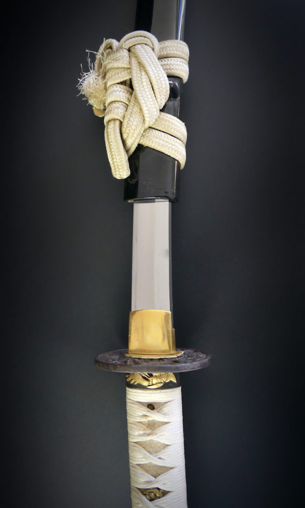 Wakizashi long de samouraï en acier Tamahagane Période Edo (détail)
