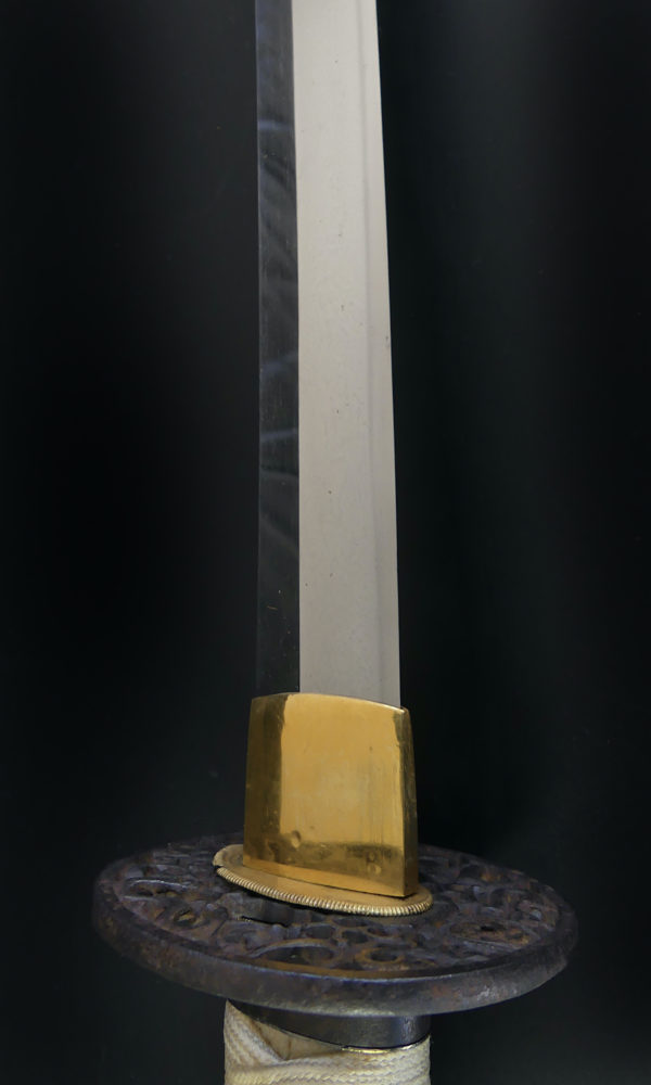 Wakizashi long de samouraï en acier Tamahagane Période Edo (détail)