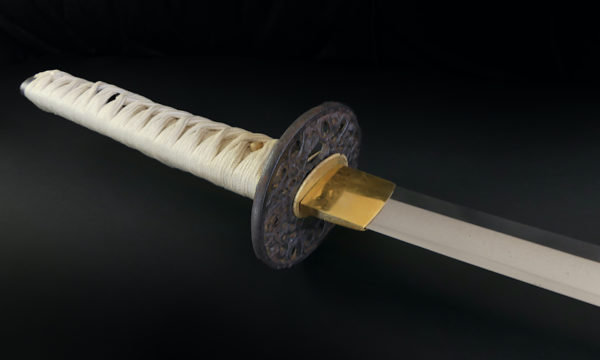 Wakizashi long de samouraï en acier Tamahagane Période Edo (détail)