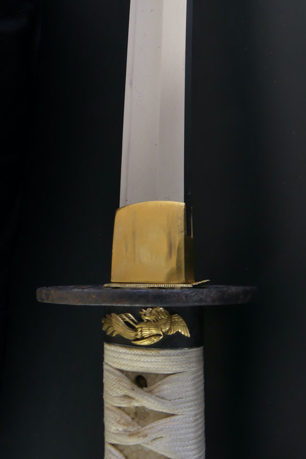 Wakizashi long de samouraï en acier Tamahagane Période Edo (détail)