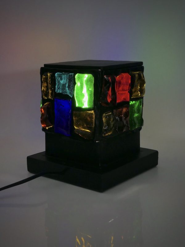 Lampe cube ambiance vitrail design By Bybo France (3/4)