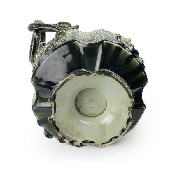 Grande jardinière antique art nouveau en céramique émaillée (dessous)