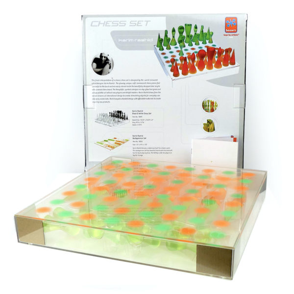 Jeu d'échecs design Karim Rashid orange et vert 2001 (coffret)