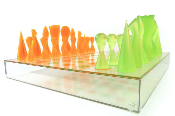 Jeu d'échecs design Karim Rashid orange et vert 2001 (3/4)