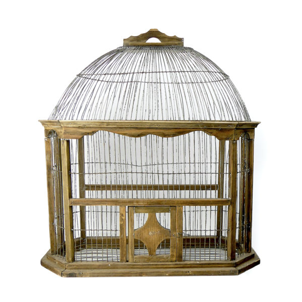 Grande cage à oiseaux espagnole ancienne artisanale (face)