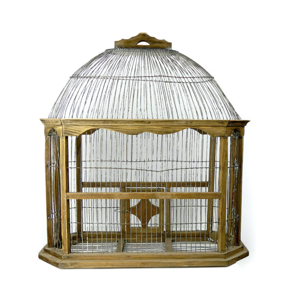 Grande cage à oiseaux espagnole ancienne artisanale (dos)
