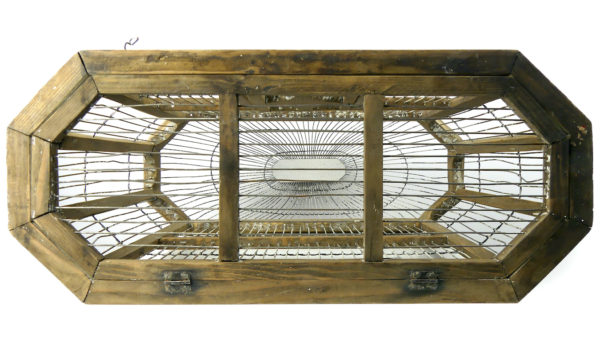 Grande cage à oiseaux espagnole ancienne artisanale (dessous)