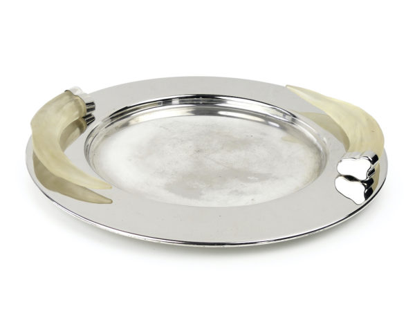 Grand plat Prata Wolff en métal argenté et Lucite givrée Brésil (3/4)