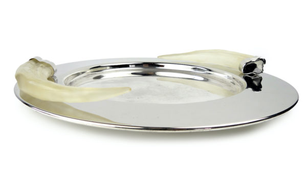 Grand plat Prata Wolff en métal argenté et Lucite givrée Brésil (3/4)