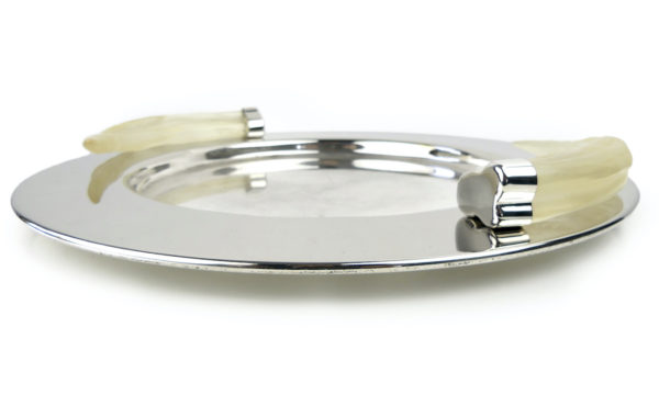 Grand plat Prata Wolff en métal argenté et Lucite givrée Brésil (3/4)