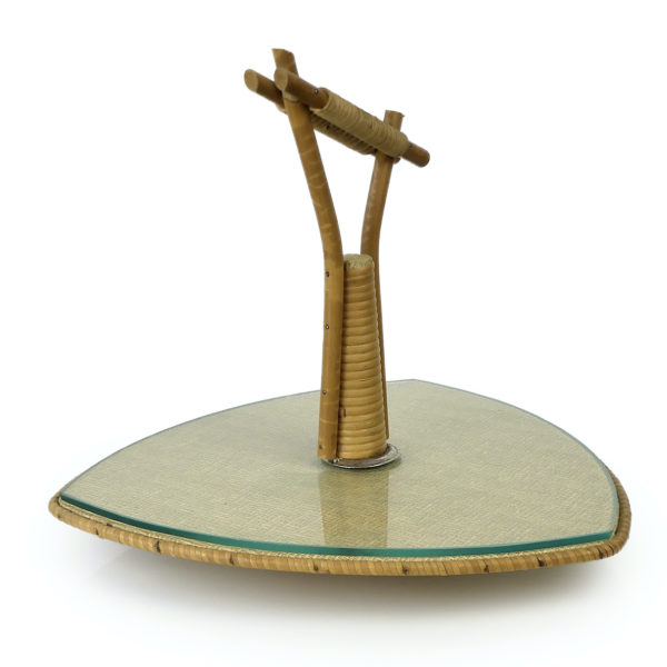 Plateau à fromage vintage rétro Tiki Style en bois et rotin (3/4)