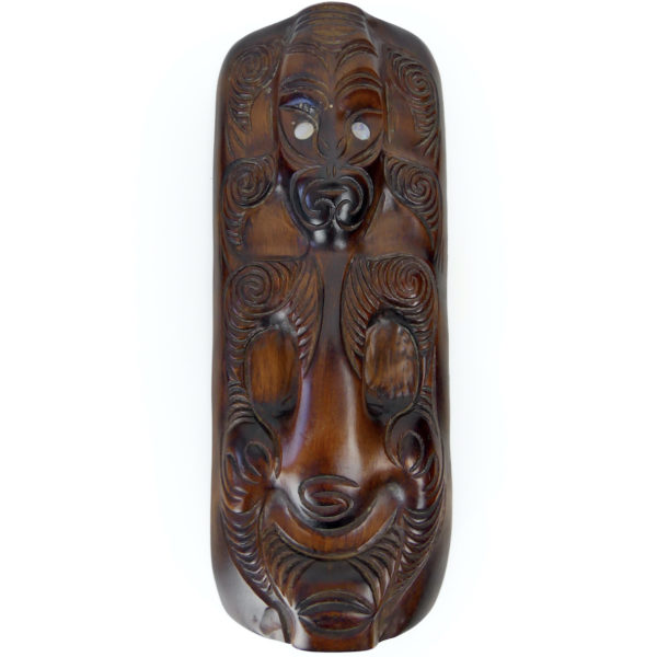 Waka huia au Teko Teko Papa hou Maōri en bois et nacre d’ormeau (dessus couvercle)