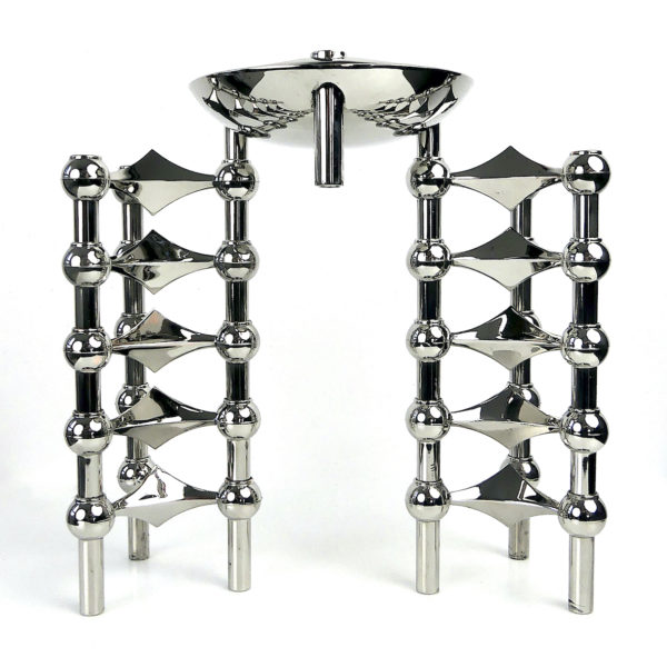 Set de 10 bougeoirs modulables tripodes et coupelle Fritz Nagel (face)