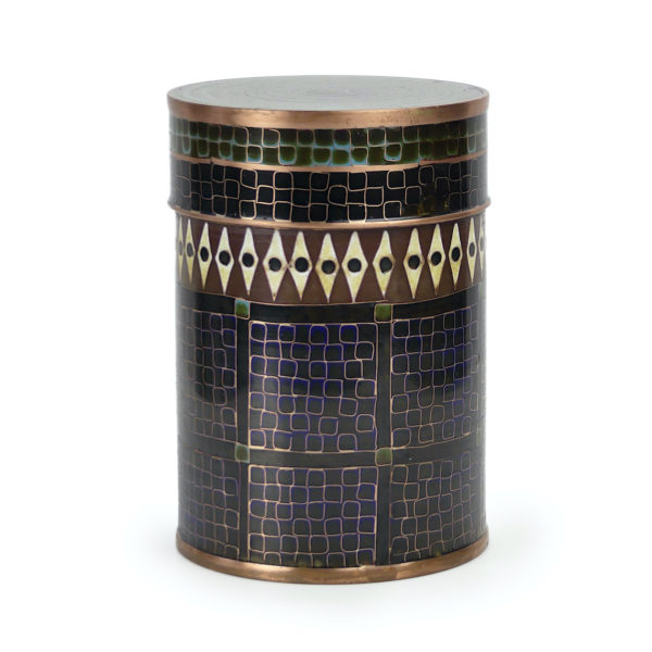 Petit pot en cloisonné noir et brun Fabienne Jouvin (face)