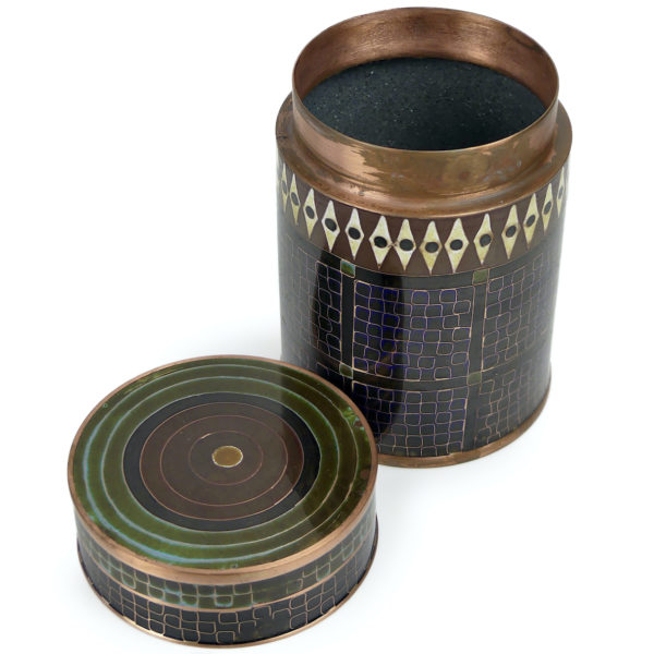 Petit pot en cloisonné noir et brun Fabienne Jouvin (ouvert 3/4)