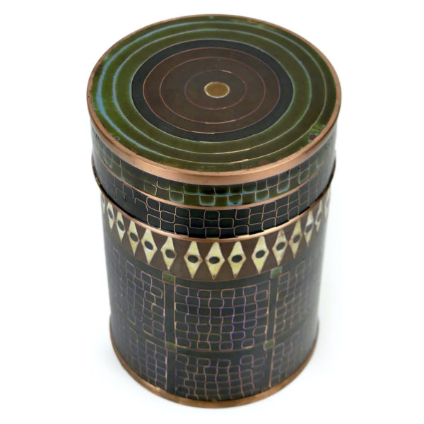 Petit pot en cloisonné noir et brun Fabienne Jouvin (dessus 3/4)