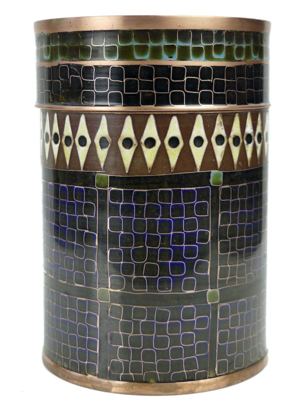Petit pot en cloisonné noir et brun Fabienne Jouvin (face)