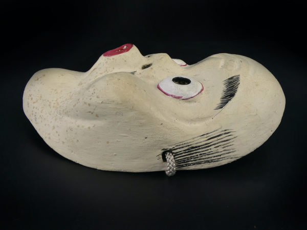 Masque Hyottoko clown du dengaku signé Meguro Masao (profil)