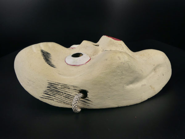 Masque Hyottoko clown du dengaku signé Meguro Masao (profil)
