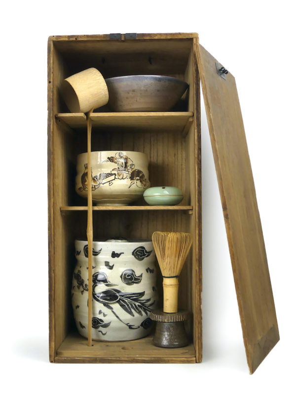 Boîte à thé chabako ancienne cérémonie du thé Japon (face)
