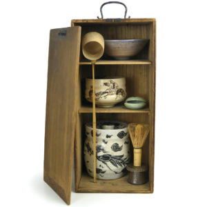 Boîte à thé chabako ancienne cérémonie du thé Japon (face)