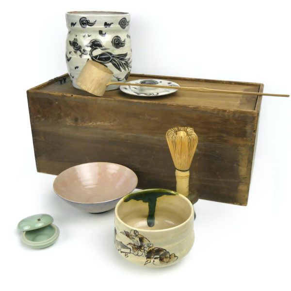Boîte à thé chabako ancienne cérémonie du thé Japon (détails)
