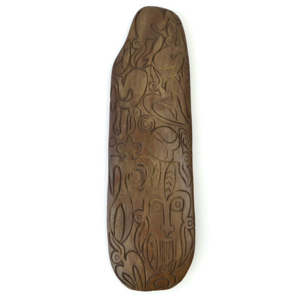 Rongorongo Rapa Nui plaquette en bois ciselé soclé Île de Pâques
(face)