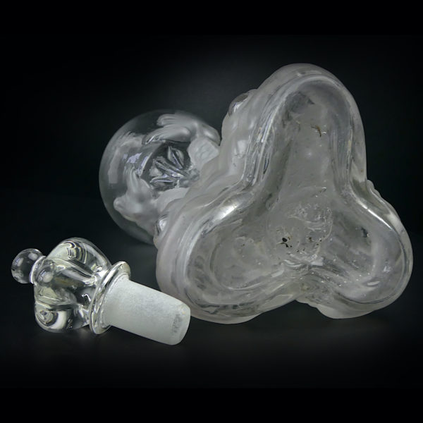 Bouteille carafe Legras 3 poissons en verre soufflé bouche avec bouchon (dessous)