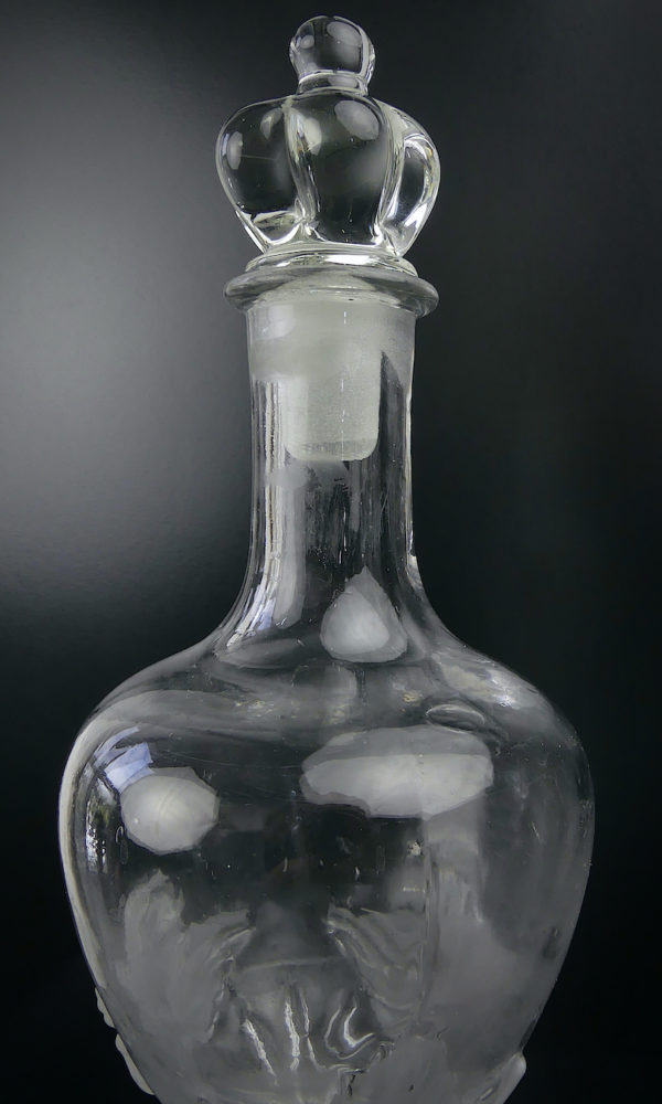 Bouteille carafe Legras 3 poissons en verre soufflé bouche avec bouchon (détail)