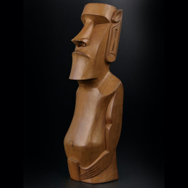 Grand Moaï Rapa Nui Île de Pâques en bois précieux ciselé (3/4)