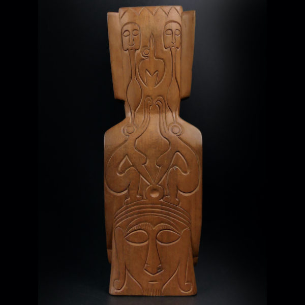 Grand Moaï Rapa Nui Île de Pâques en bois précieux ciselé (dos)