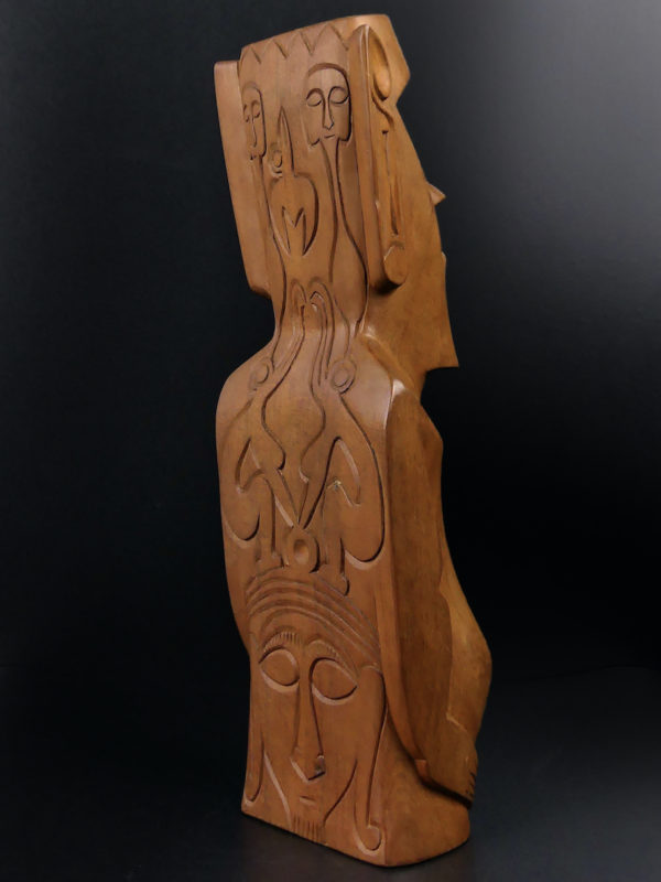 Grand Moaï Rapa Nui Île de Pâques en bois précieux ciselé (3/4 dos)