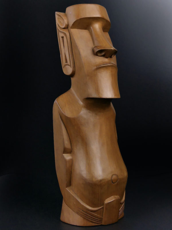 Grand Moaï Rapa Nui Île de Pâques en bois précieux ciselé (3/4)