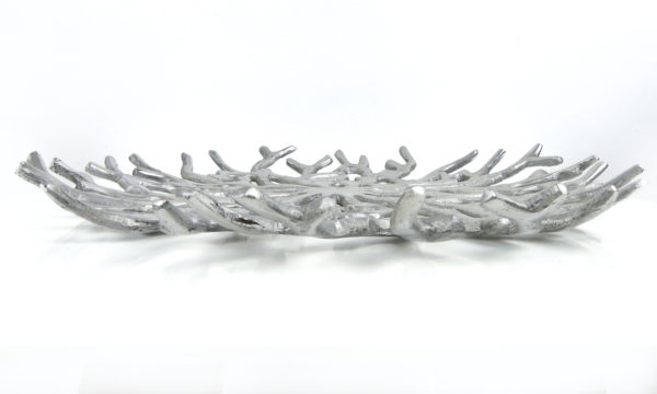 Large plat corbeille corail en fonte d'aluminium design (profil)