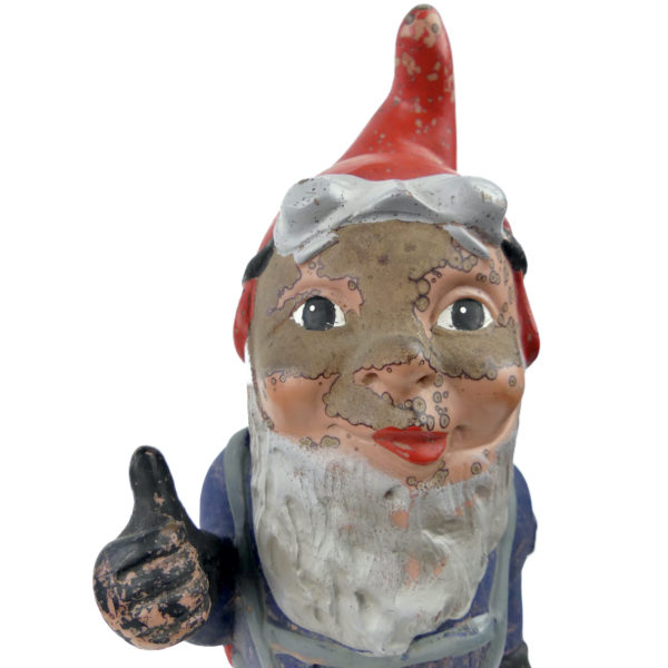 Nain de jardin parachutiste vintage Heissner en PVC Allemagne (détail face)