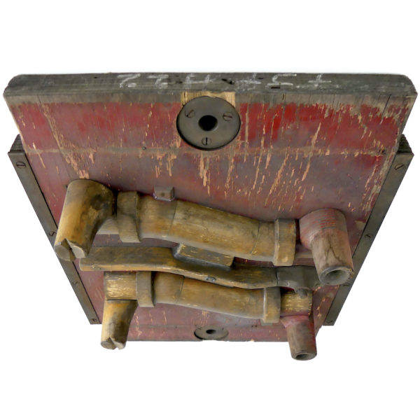 Moule de fonderie industriel en bois ancien Dechaumont France (dessus)