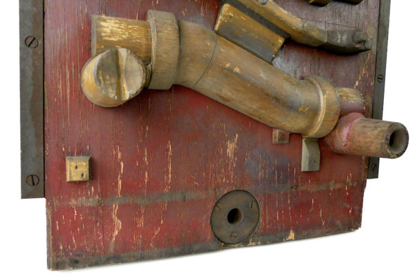 Moule de fonderie industriel en bois ancien Dechaumont France (détail)