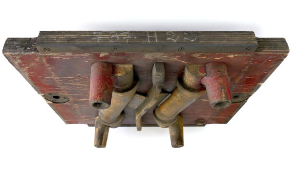 Moule de fonderie industriel en bois ancien Dechaumont France (dessus)