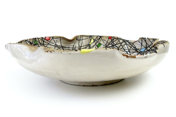 Plat moderniste Dripping vintage Tachisme multicolore Années 60 (profil)