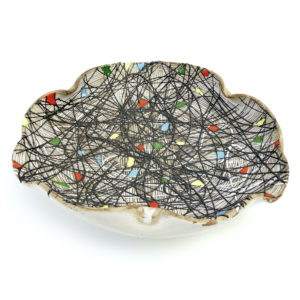 Plat moderniste Dripping vintage Tachisme multicolore Années 60 (dessus 3/4)