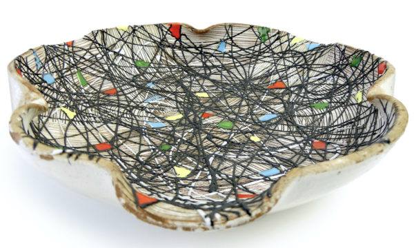 Plat moderniste Dripping vintage Tachisme multicolore Années 60 (dessus 3/4)