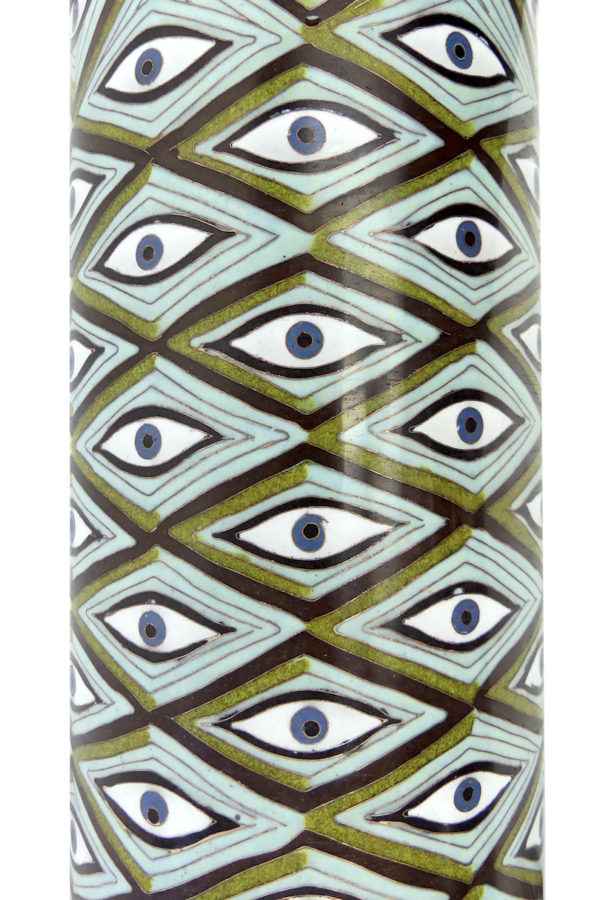 Pot à thé Yeux bleus et vert cloisonné Fabienne Jouvin (détail)