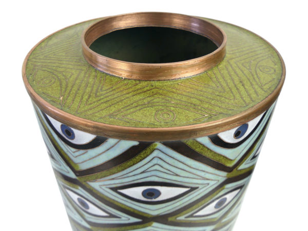 Pot à thé Yeux bleus et vert cloisonné Fabienne Jouvin (détail)