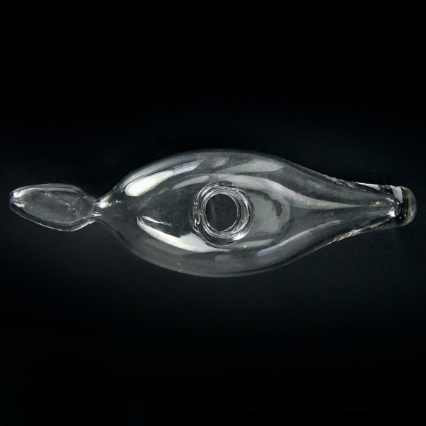 Biberon limande à soupape en verre soufflé-bouche XIXe France (dessus)