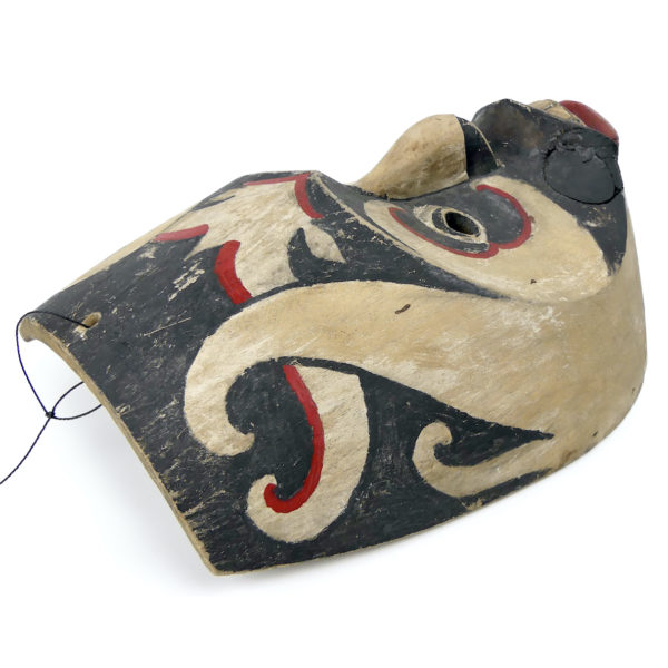Grand masque Dayak de Bornéo en bois léger polychrome (3/4)