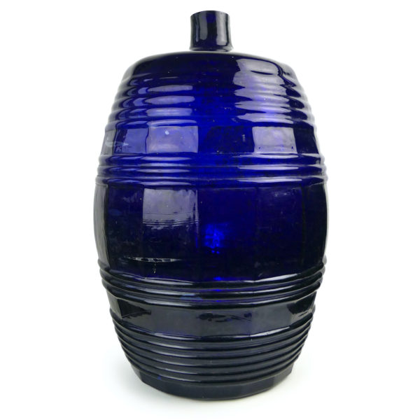 Tonnelet à parfum en verre soufflé épais bleu indigo XIXe Cannes France (dos)