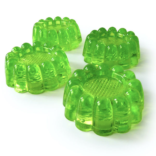 4 patins pour piano en ouraline verre fluorescent de collection Début XXe